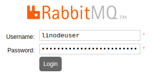 RabbitMQ login screen to verify the new users management access credentials. RabbitMQ login screen to verify the new users management access credentials.
