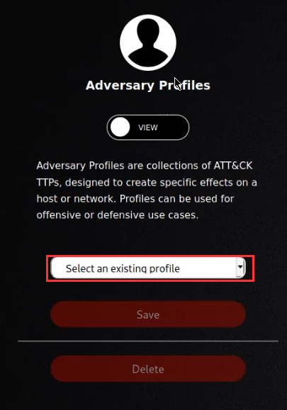 Caldera adversary profile selection form Caldera adversary profile selection form