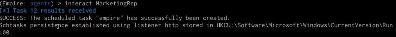 Empire client scheduled task execute output Empire client scheduled task execute output